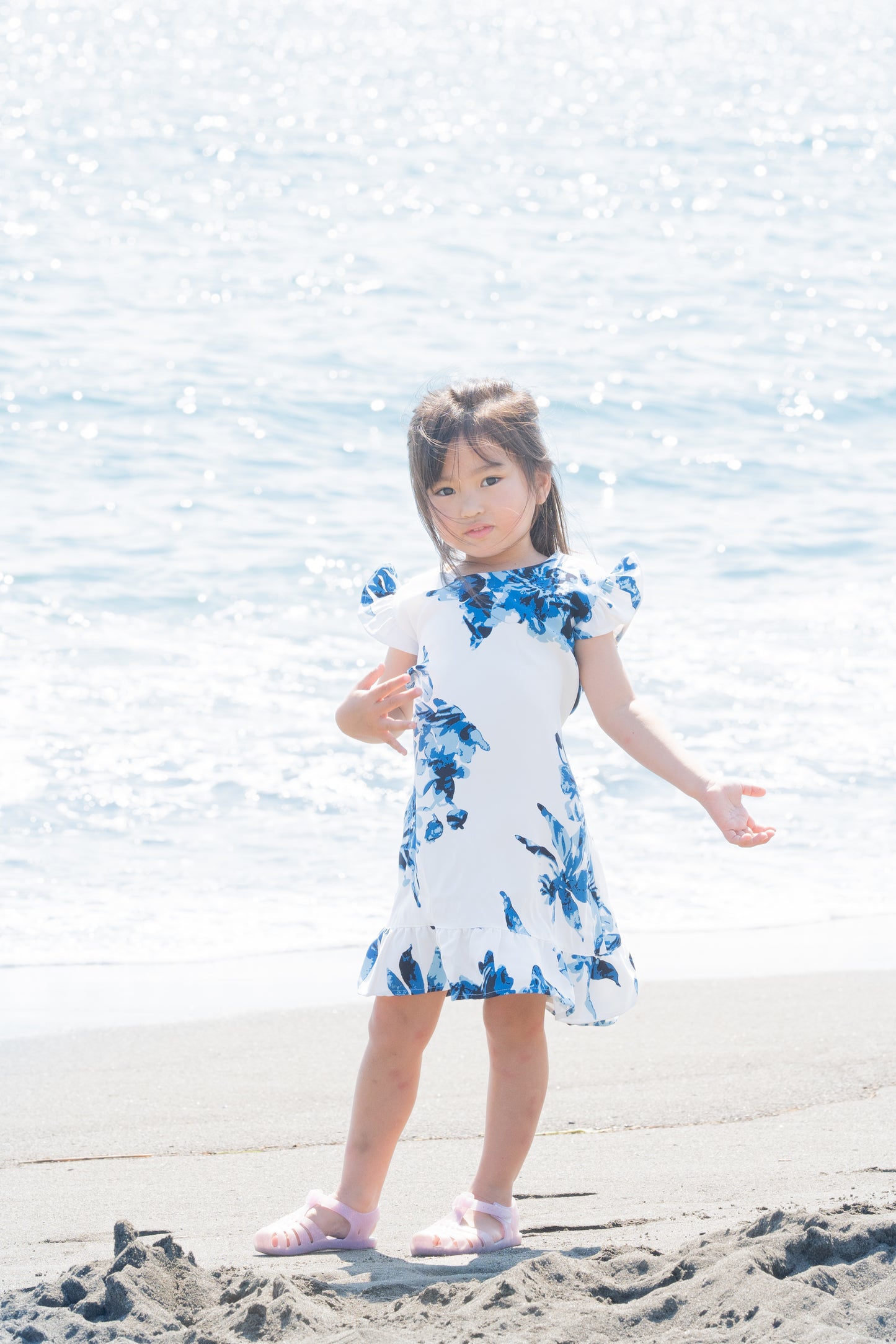 【レンタル】結衣(ユイ)シリーズ キッズワンピース/かりゆし 色:ブルー