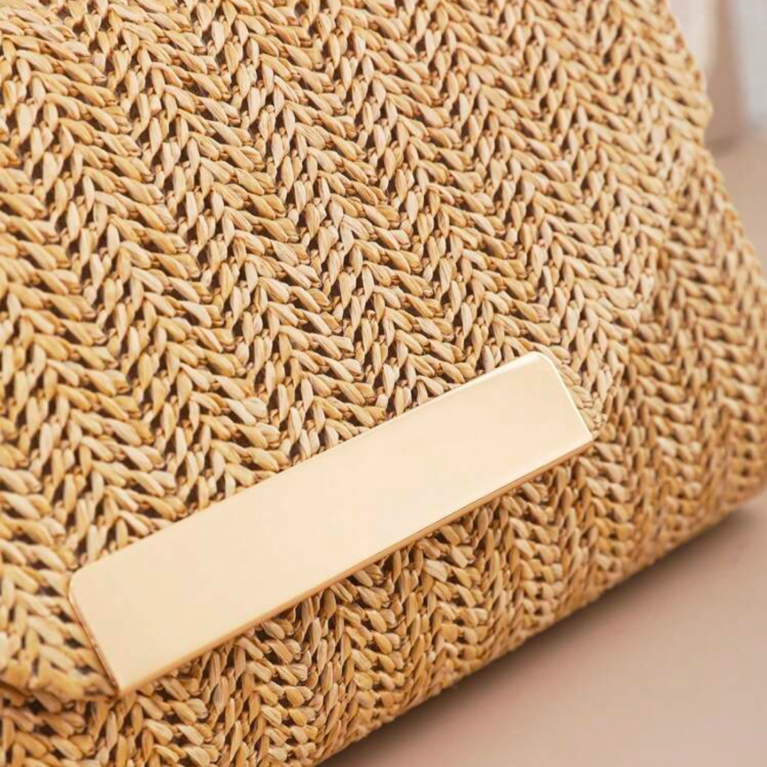 【レンタル】麻素材のクラッチバッグ チェーン付き