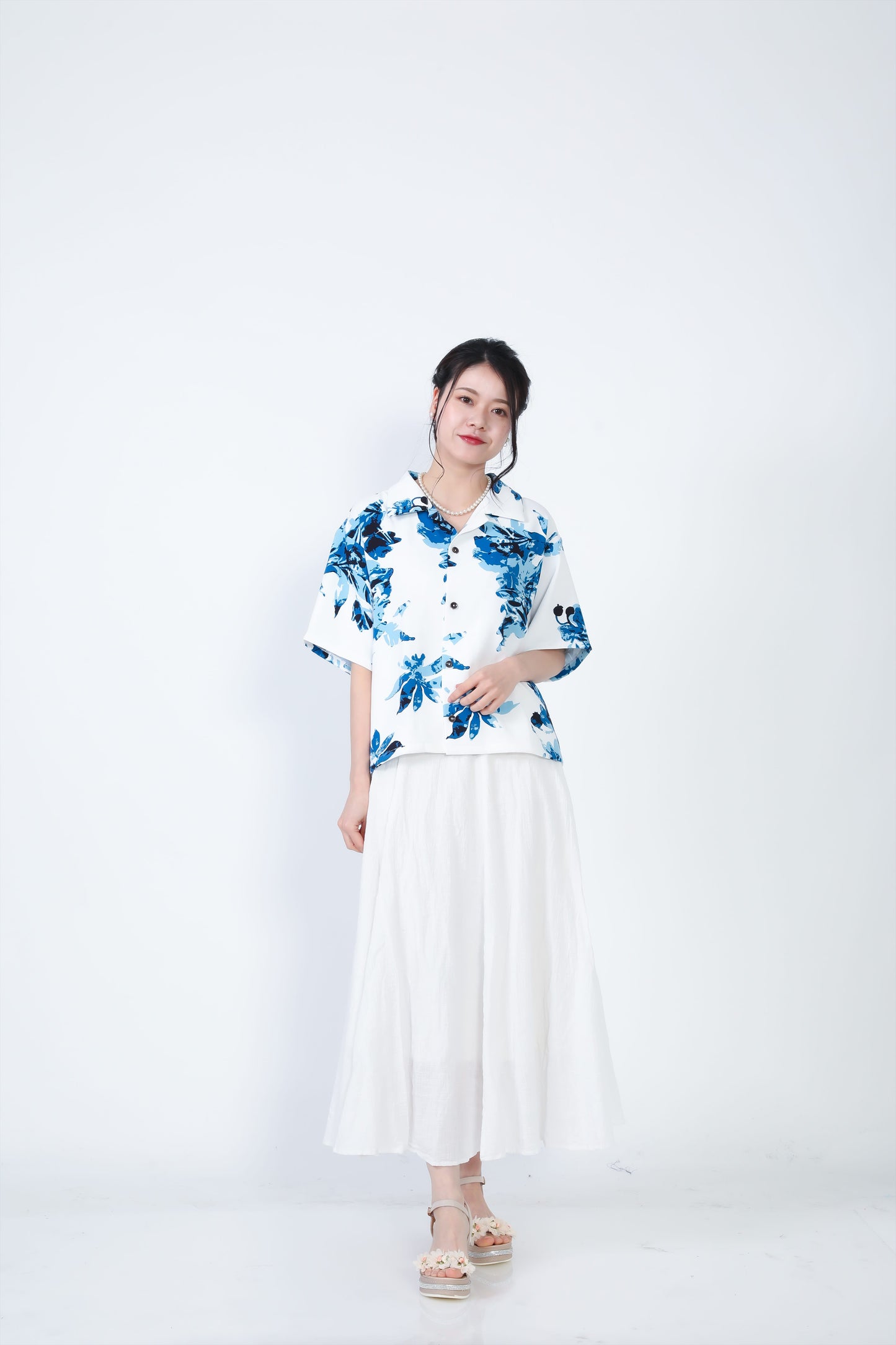 【レンタル】結衣(ユイ)シリーズ レディースかりゆしシャツ 色:ブルー