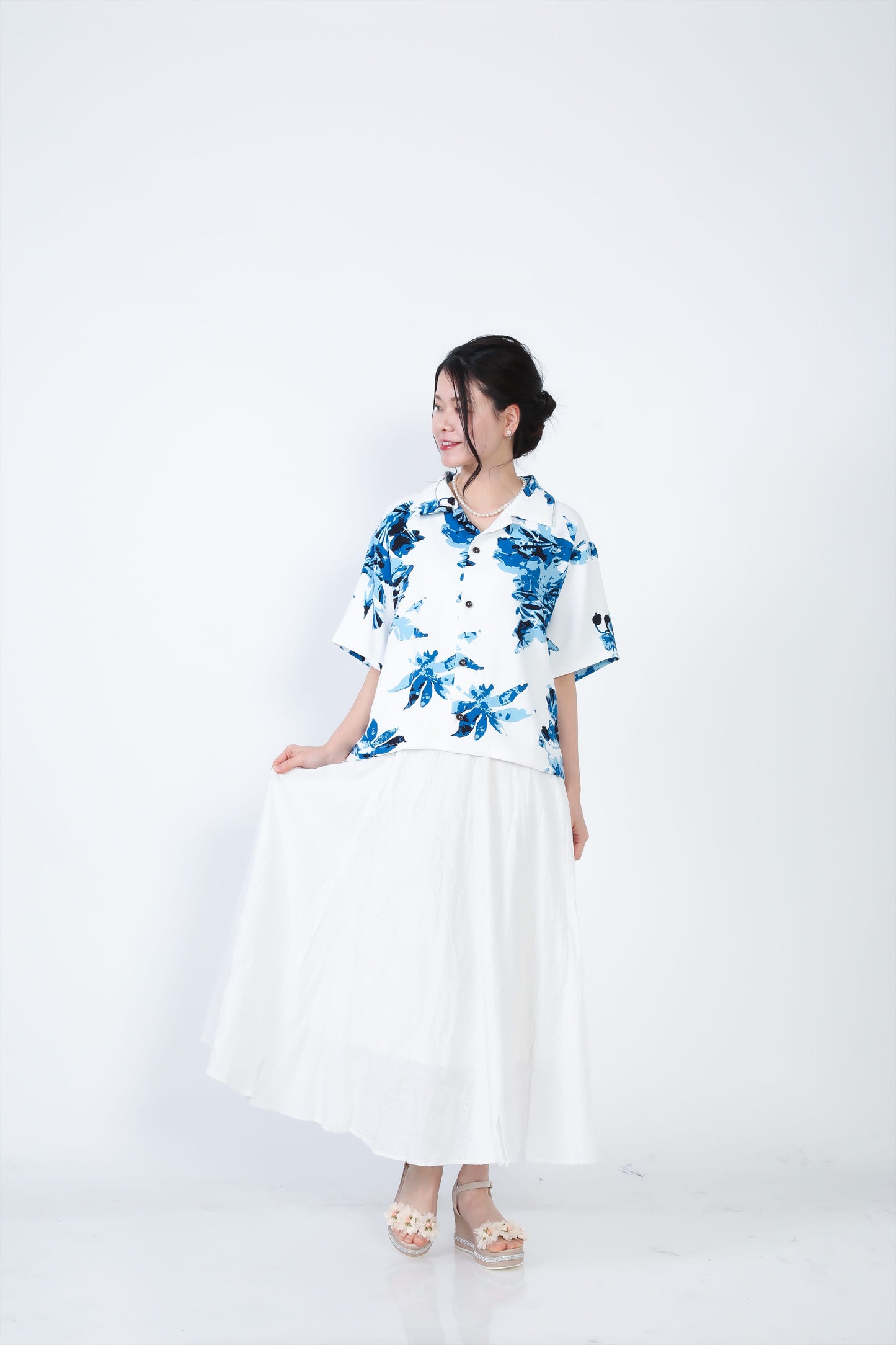 【レンタル】結衣(ユイ)シリーズ レディースかりゆしシャツ 色:ブルー