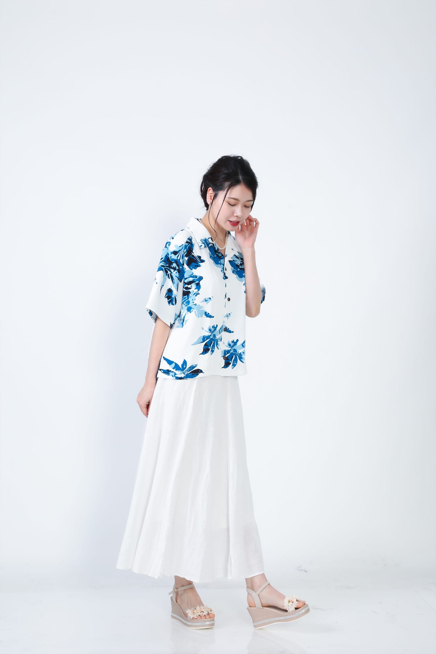 【レンタル】結衣(ユイ)シリーズ レディースかりゆしシャツ 色:ブルー