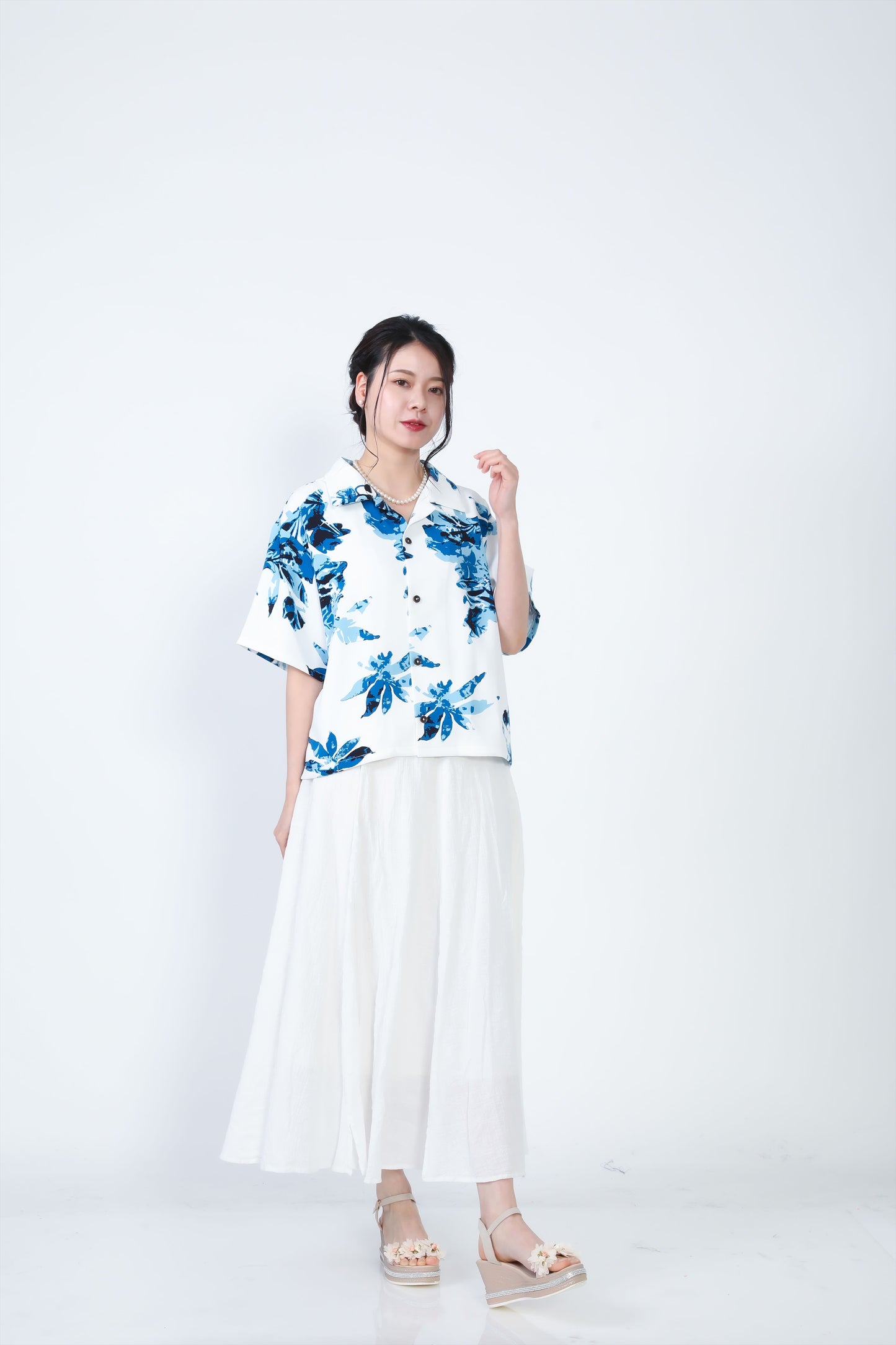 【レンタル】結衣(ユイ)シリーズ レディースかりゆしシャツ 色:ブルー