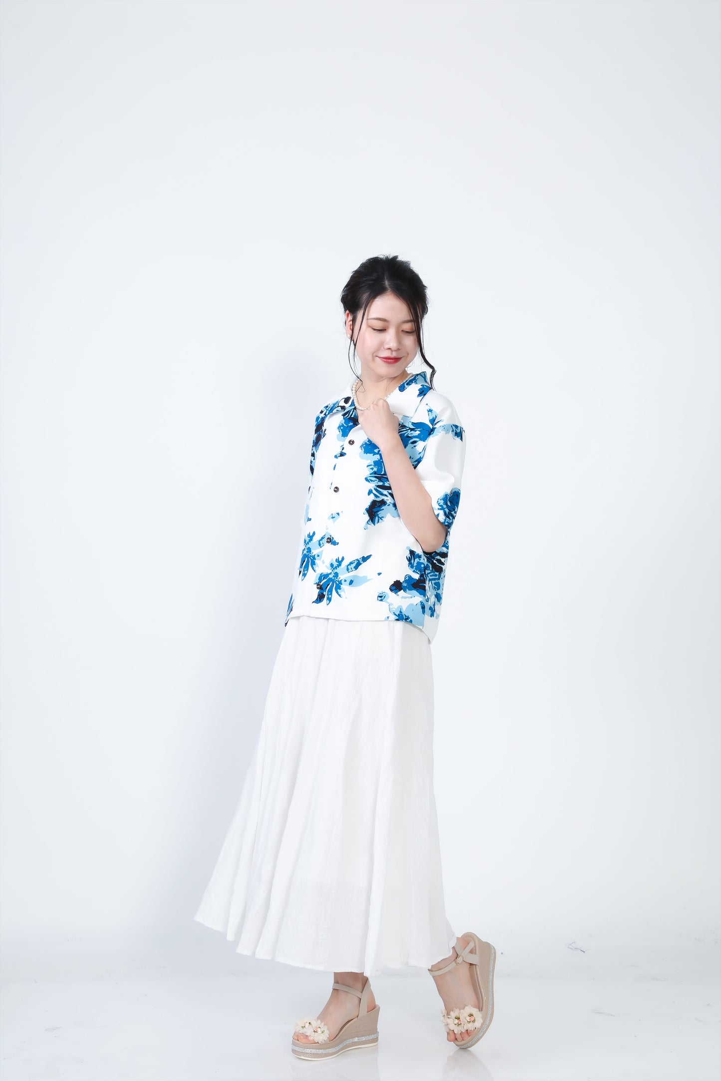 【レンタル】結衣(ユイ)シリーズ レディースかりゆしシャツ 色:ブルー