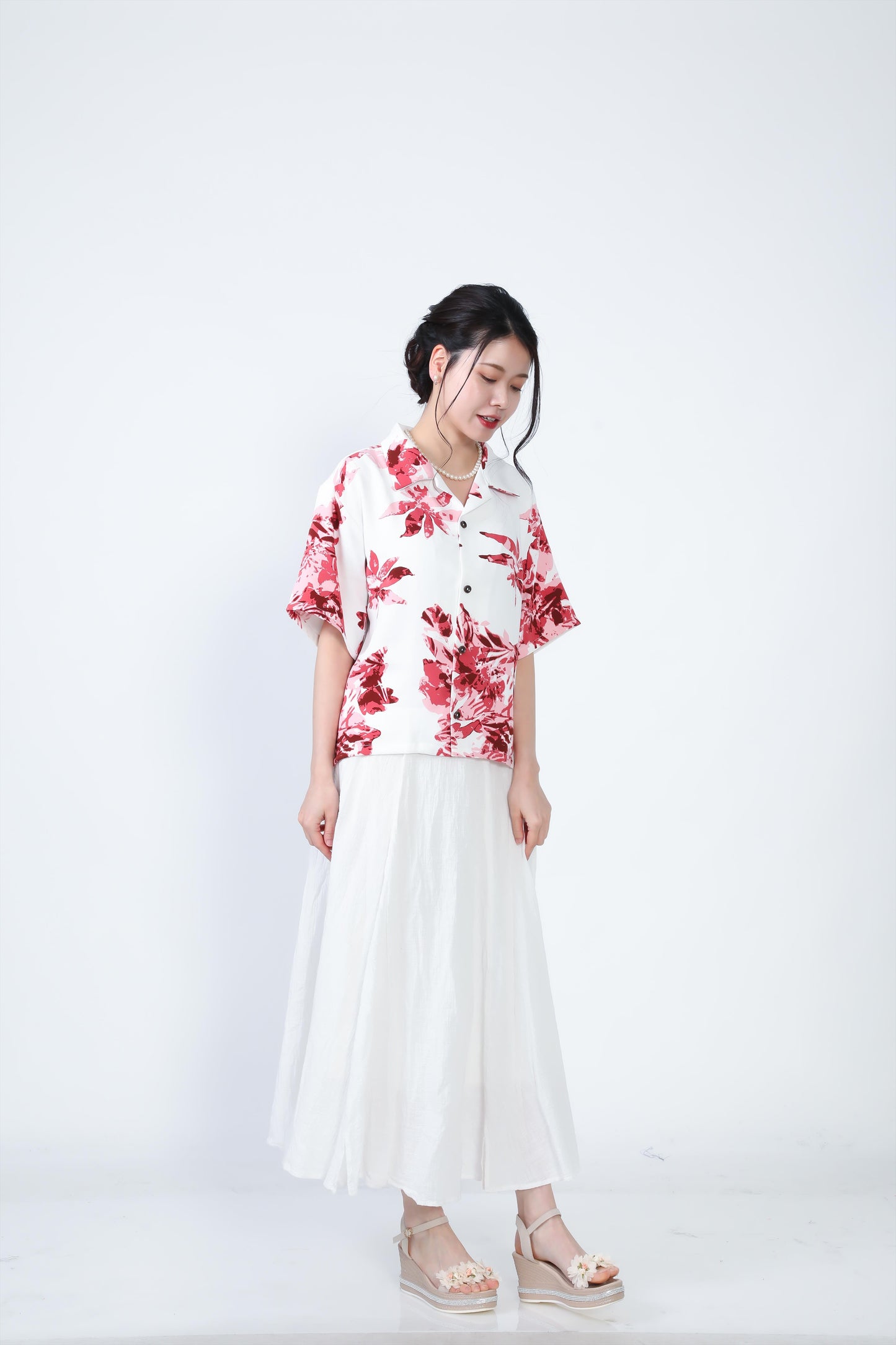 【レンタル】結衣(ユイ)シリーズ レディースかりゆしシャツ 色:レッド