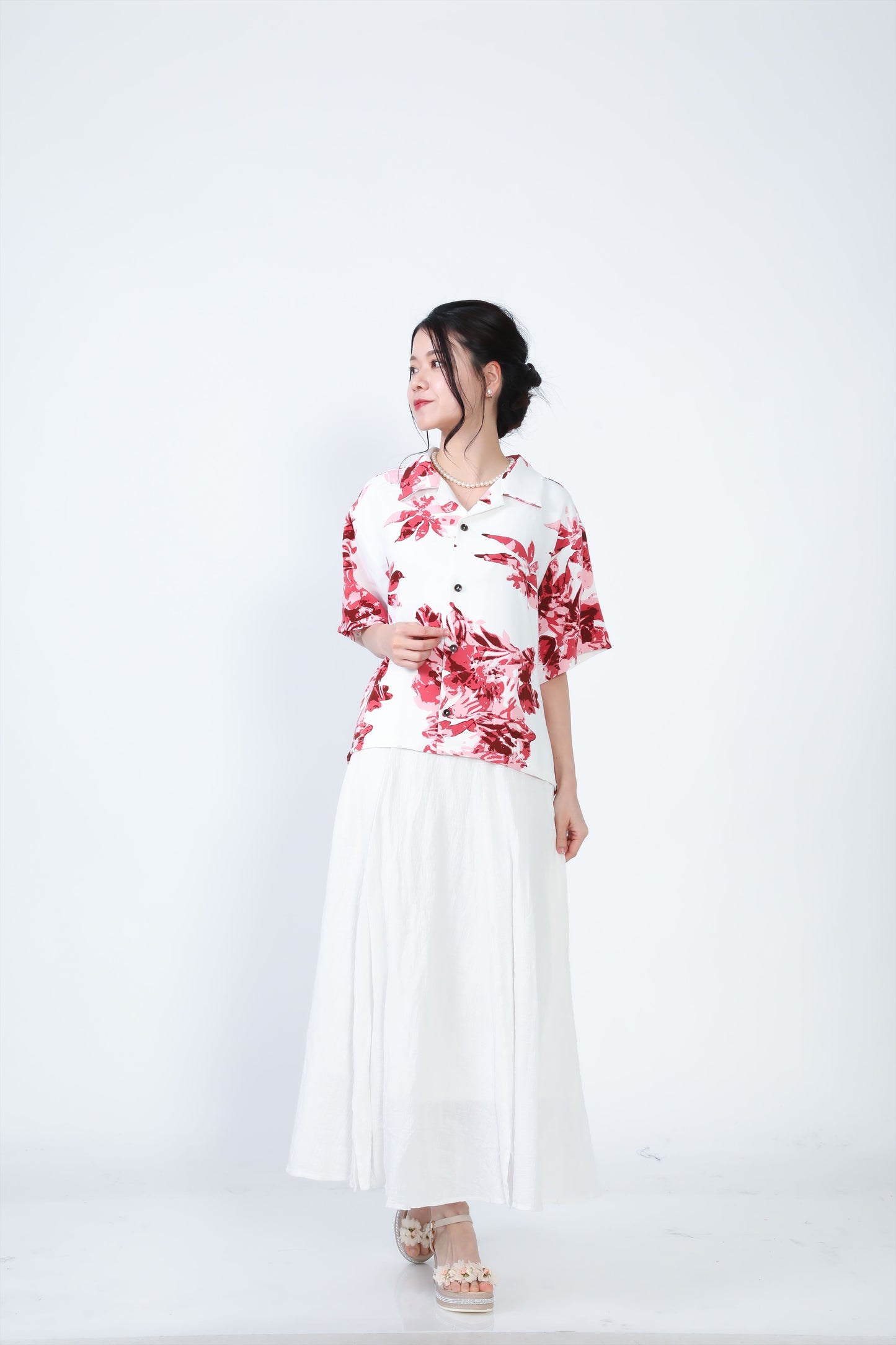 【レンタル】結衣(ユイ)シリーズ レディースかりゆしシャツ 色:レッド