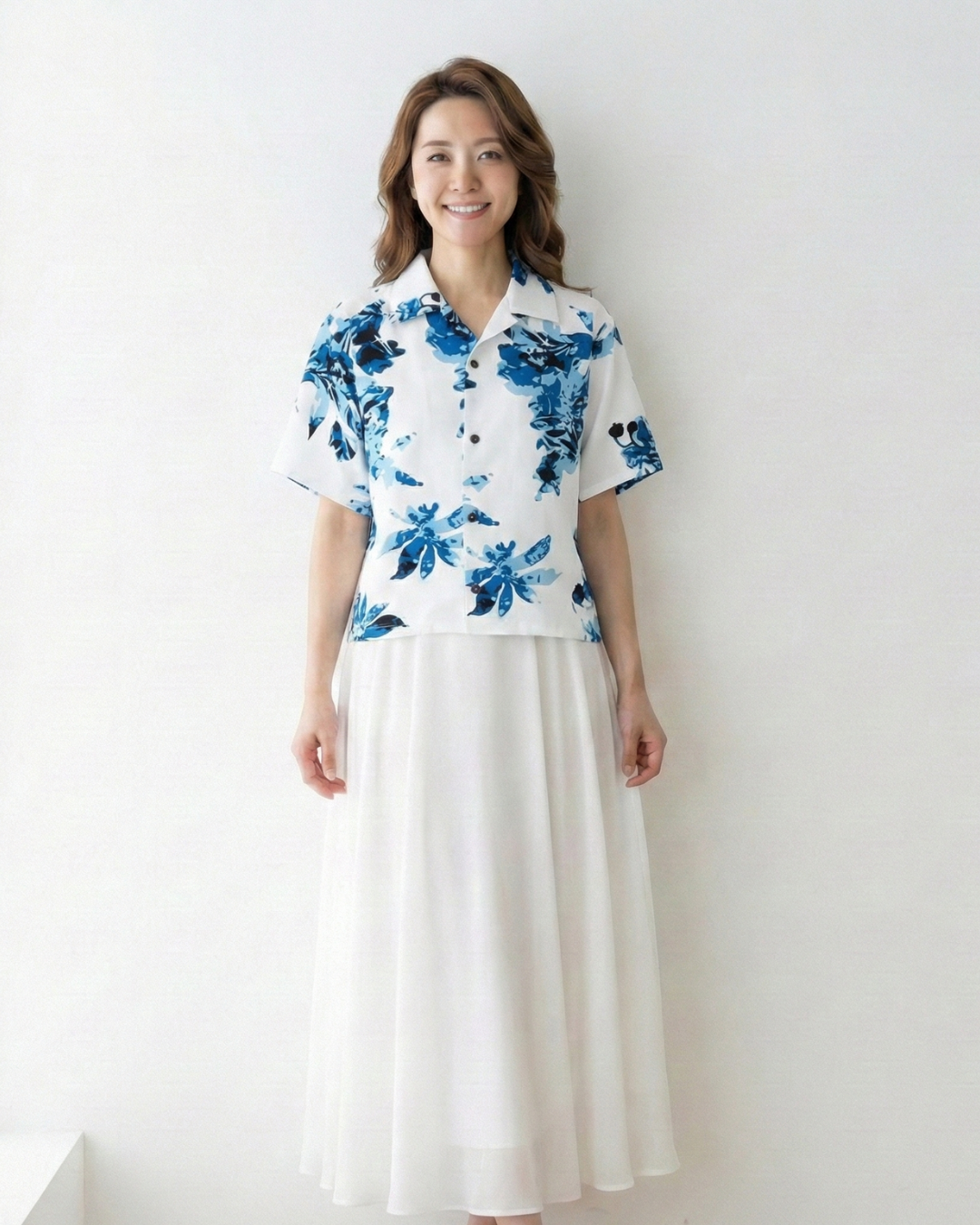 【レンタル】結衣（ユイ）シリーズ　レディースかりゆしシャツ　色：ブルー