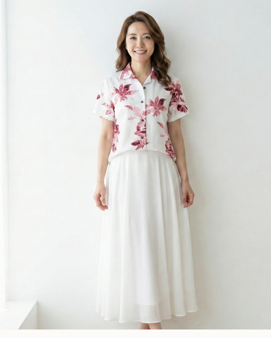 【レンタル】結衣（ユイ）シリーズ　レディースかりゆしシャツ　色：レッド