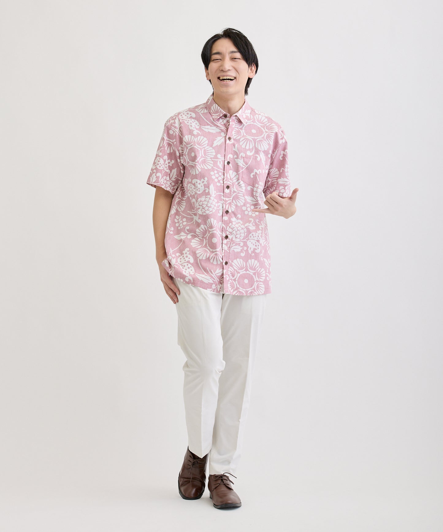 【レンタル】KAHALA Duke's（カハラデュークス）メンズシャツ　　色：ピンク