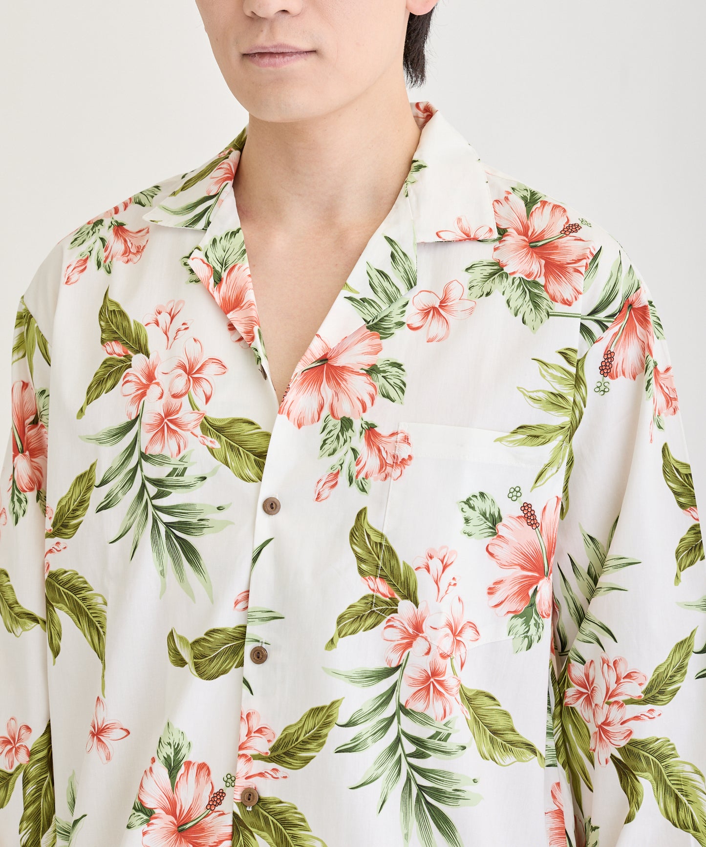 【レンタル】コオリナ  長袖アロハシャツ　かりゆし　色：ホワイト