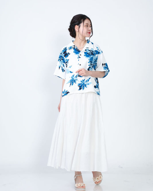 【レンタル】結衣（ユイ）シリーズ　レディースかりゆしシャツ　色：ブルー