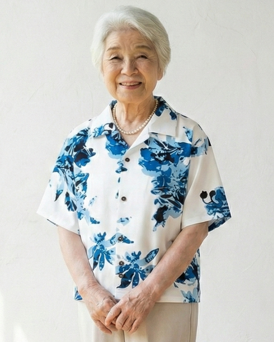 【レンタル】結衣（ユイ）シリーズ　ミセスかりゆしシャツ　色：ブルー