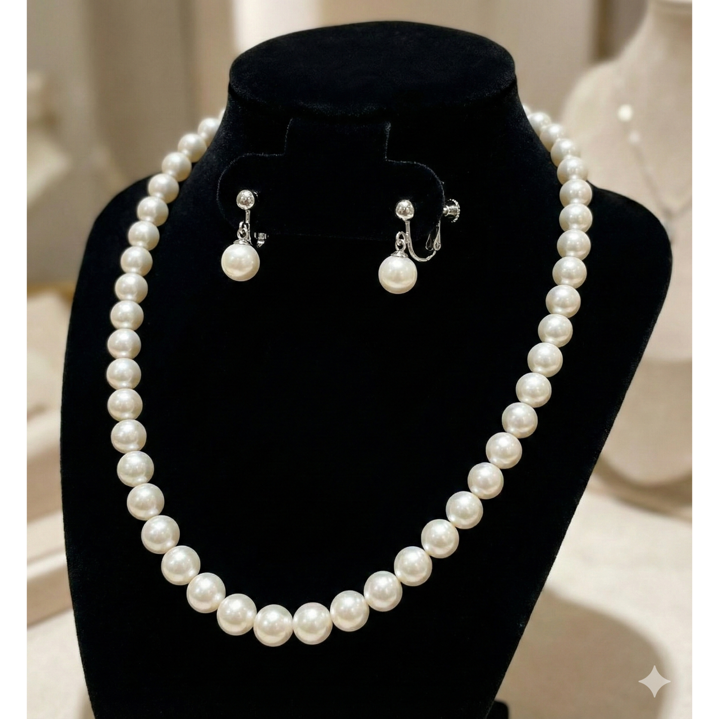 [Rental] Pearl necklace and earrings (or pierced earrings) accessory set