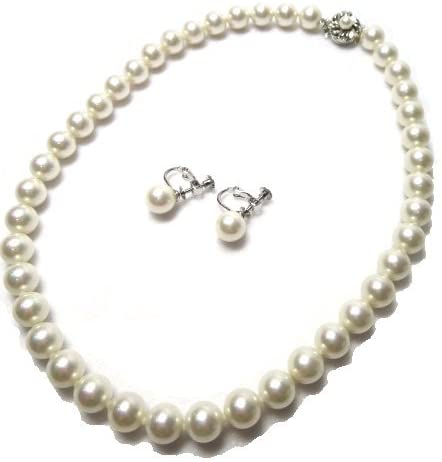 [Rental] Pearl necklace and earrings (or pierced earrings) accessory set